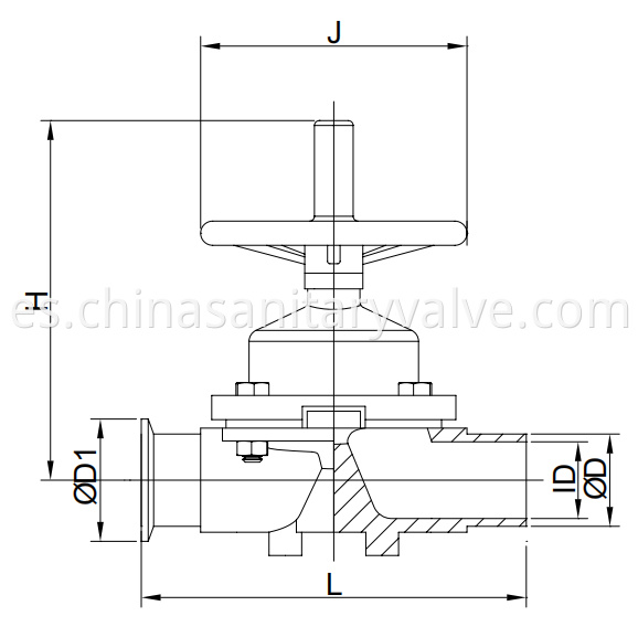 Hygienic diaphragm valves handwheel weld and clamp